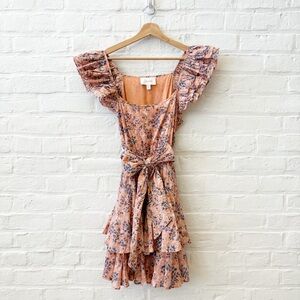 Tuckernuck || Cleobella Britt Mini Dress Positano Floral Ruffle Belted Pink S